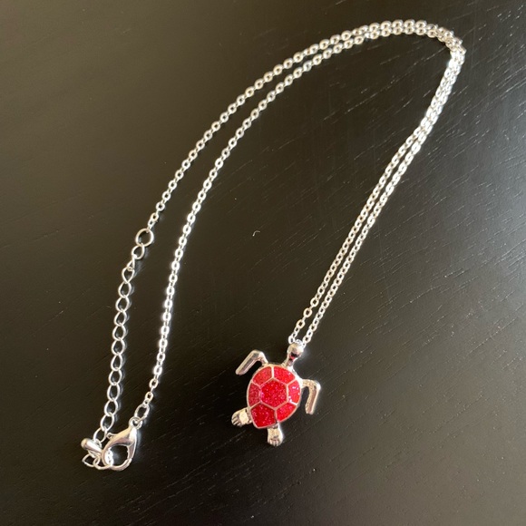 Pink Sea Turtle Silver Plated Necklace NWT - Picture 3 of 5